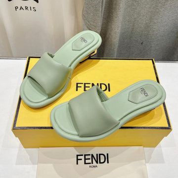 Fendi Baguette Medium-Heel Sandals 45 Mm In Green Mint Calfskin