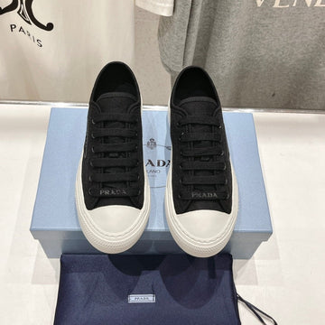 Pra Printed Cotton Sneakers Black And White Canvas