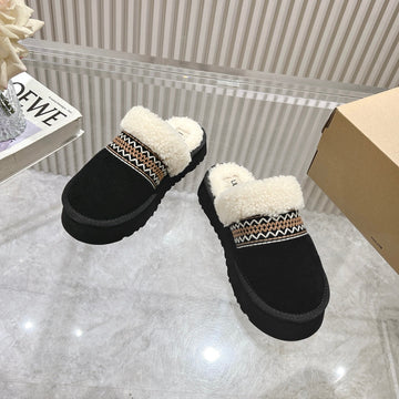 Ugg Disquette Atherson Slipper Black White Wool Suede 512921