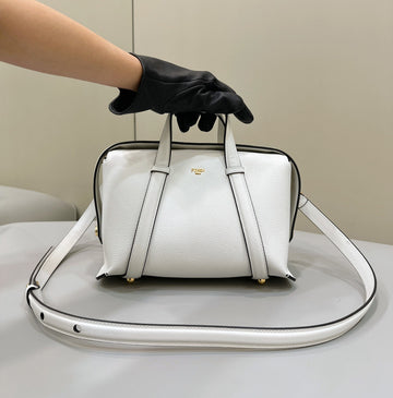 Fendi 27 Bag In White Calfskin With Gold Hardware