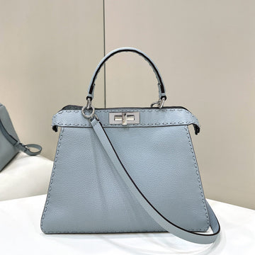 Peekaboo Iseeu 33 In Baby Blue Grained Calfskin Silver Hardware
