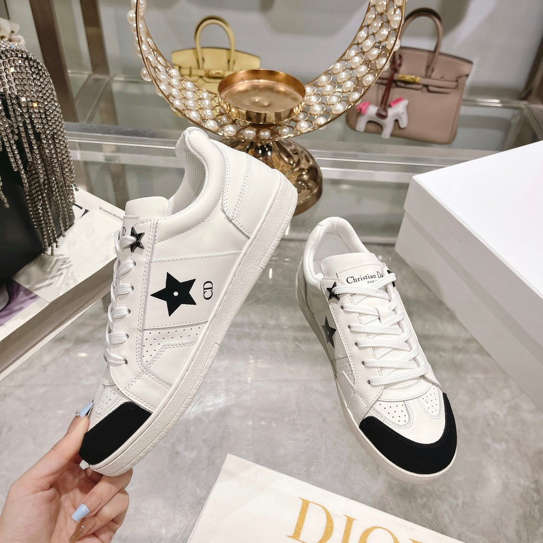 CD Star Sneaker White Calfskin Black Suede