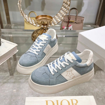 CD Star Sneaker White Calfskin Rock Gray Suede