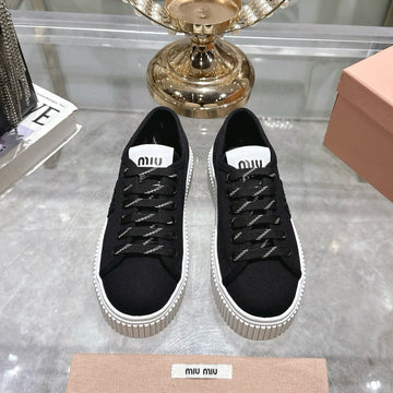 Miu Sneaker With Logo Black Demin Fabric 235313