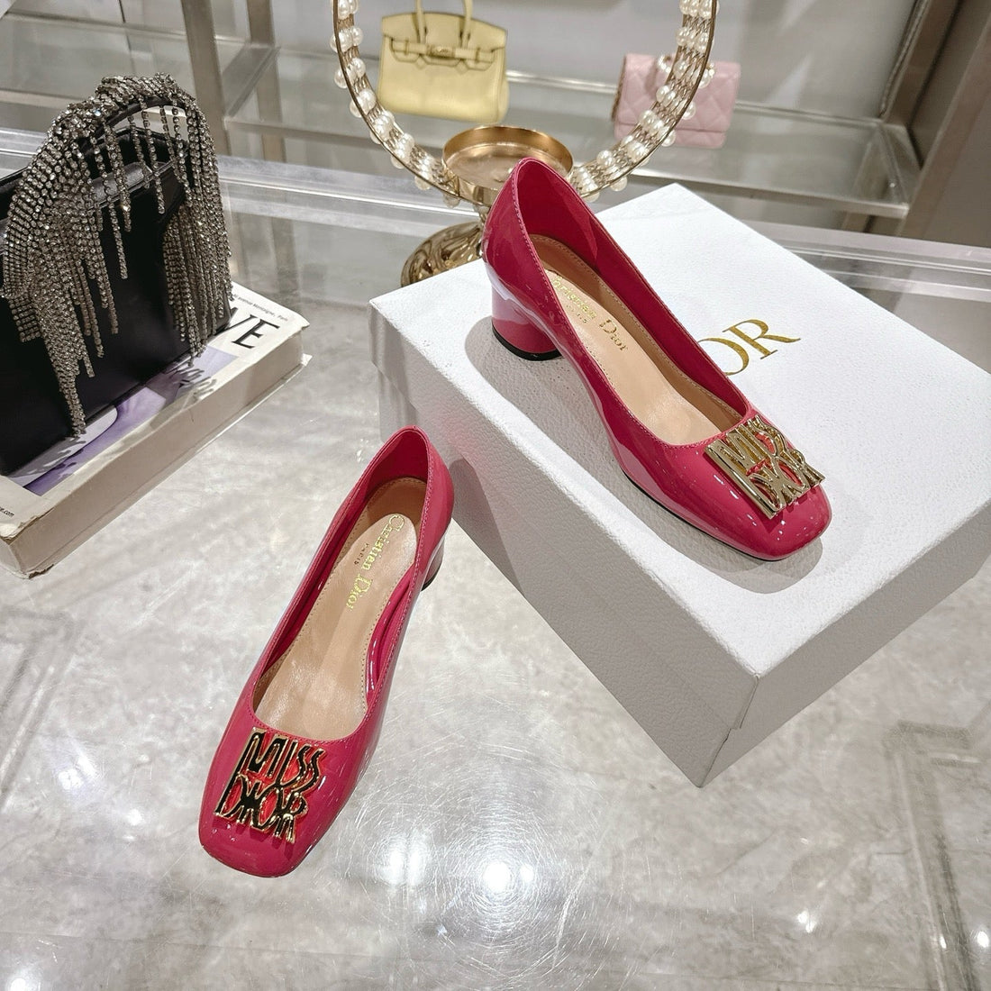 CD 25 Pump Heel Height 3CM Pink Patent Leather 393411