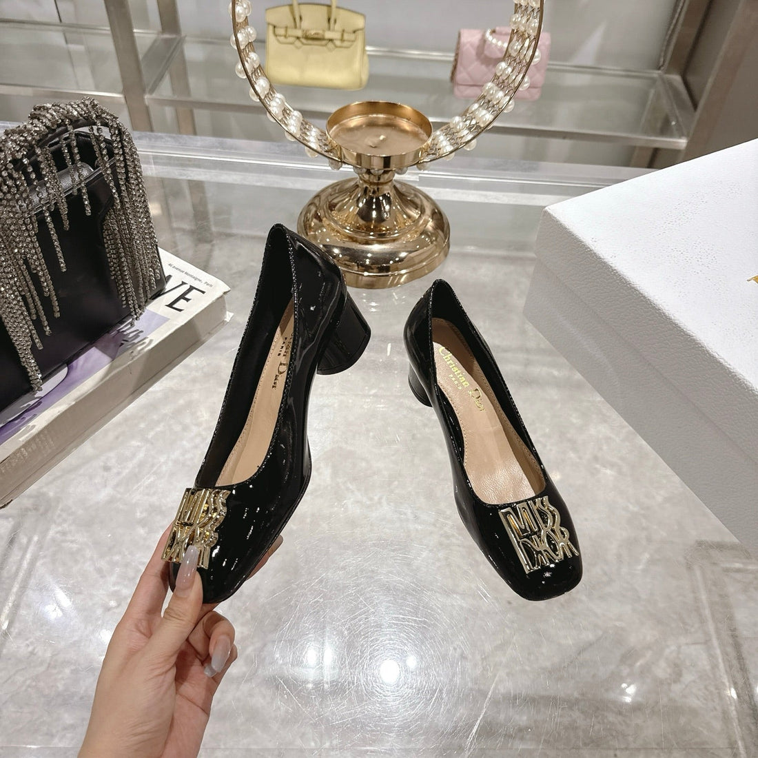 CD 25 Pump Heel Height 3CM Black Patent Leather 393413