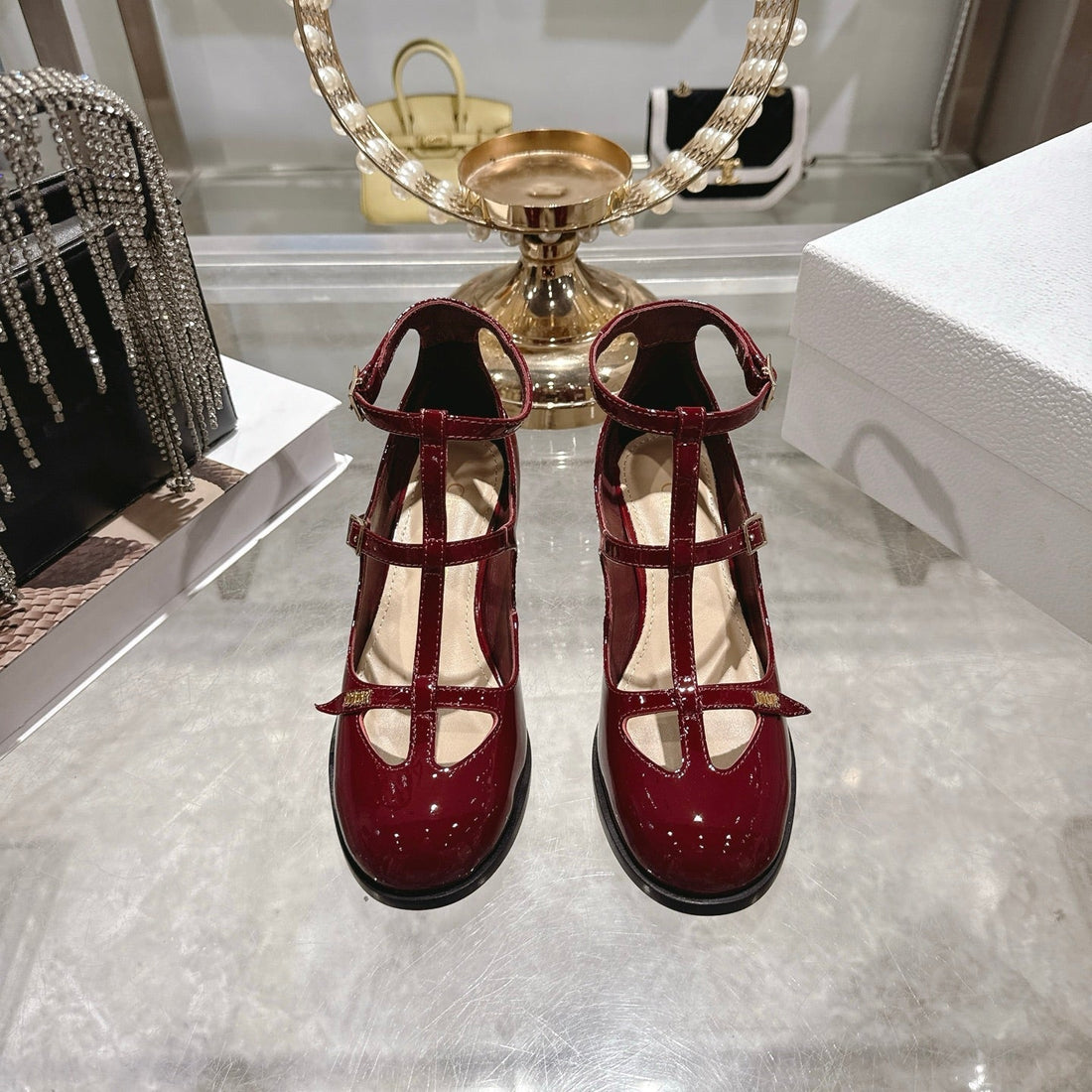 CD 26 Heel Mary Jane 40 Dark Red Patent Leather 592223