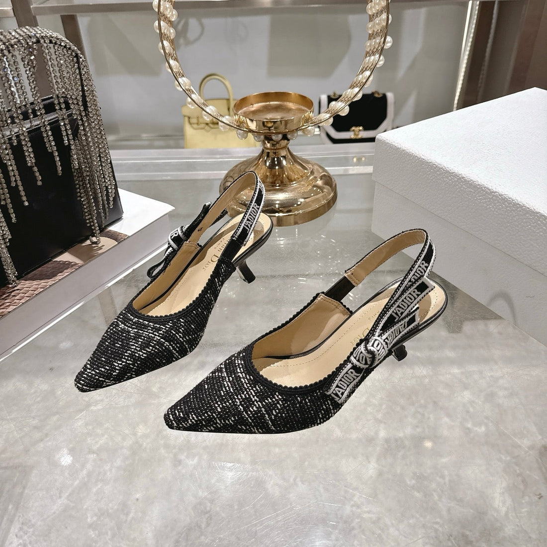CD 26 Slingback 45MM Black Tweed 592237