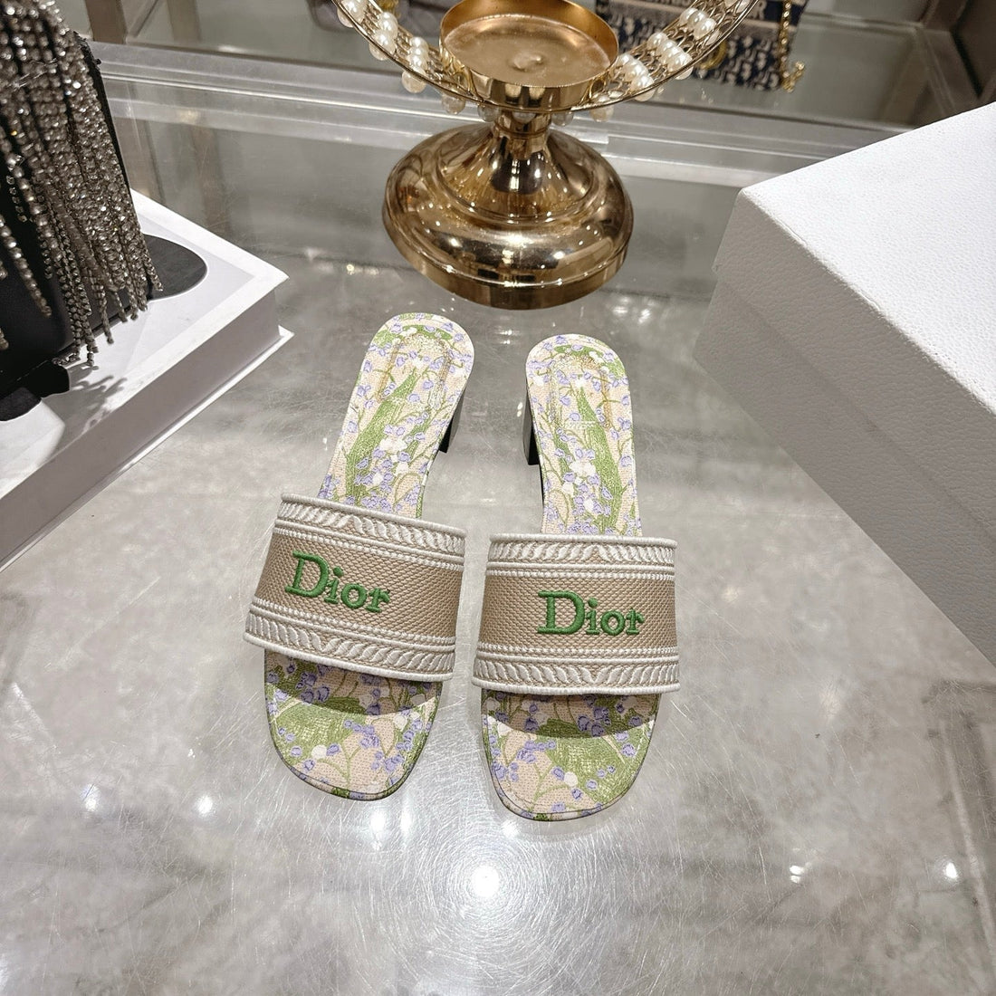 CD 26S Dway Slide 4.5cm Beige Colorful Cotton 679875