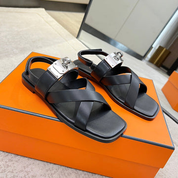 Ines Sandal Black Calfskin