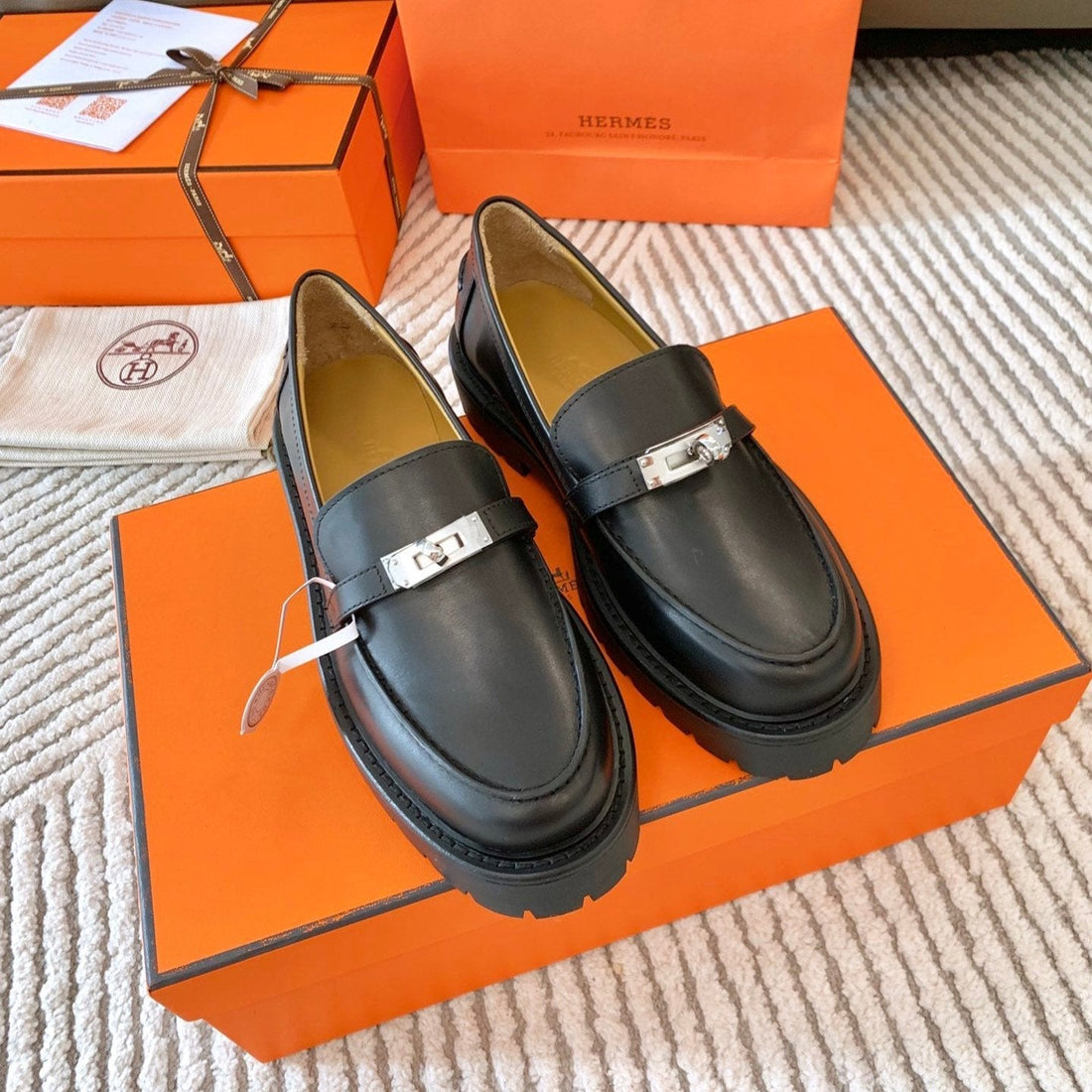 Hm Icone Loafer Black Nappa Goat Leather 963174