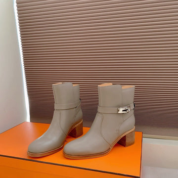 Hm Frenchie 50 Ankle Boot Taupe Gray Cowhide 464341
