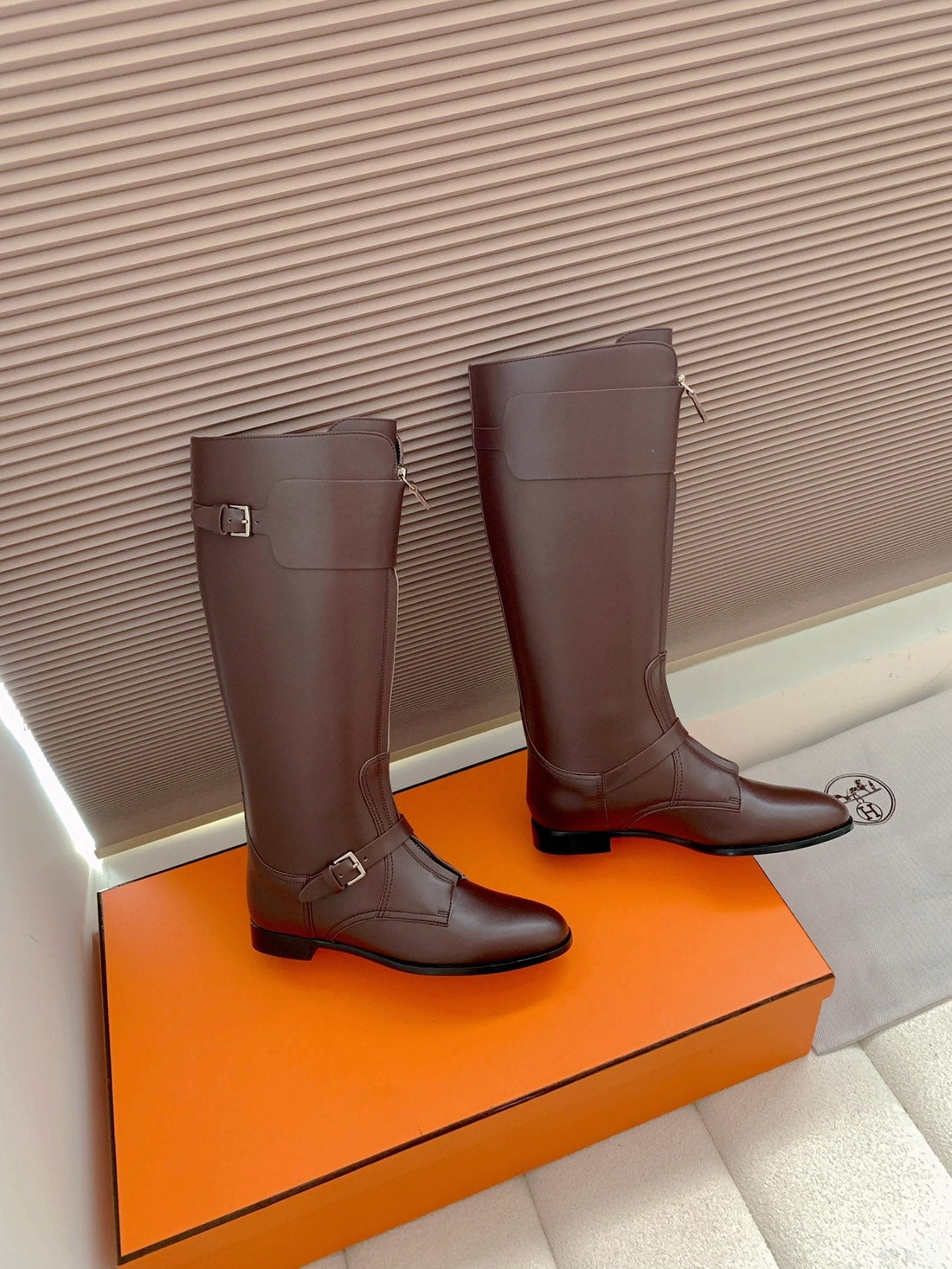 Hm Riding Boots Dark Burgundy Cowhide 464358