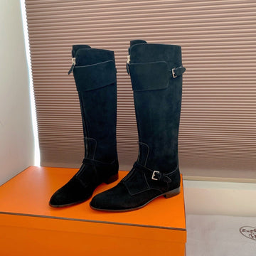 Hm Riding Boots Black Suede 464361