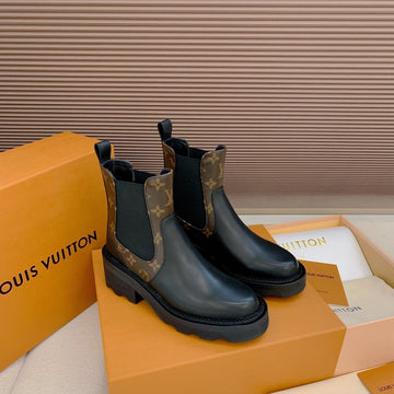 LV 25 Beaubourg Ankle Boots 40MM Black Brown Monogram Canvas & Cowhide 556843