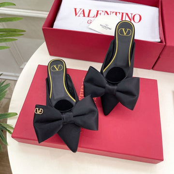 Vlogo Bow Mules Women Silk Black