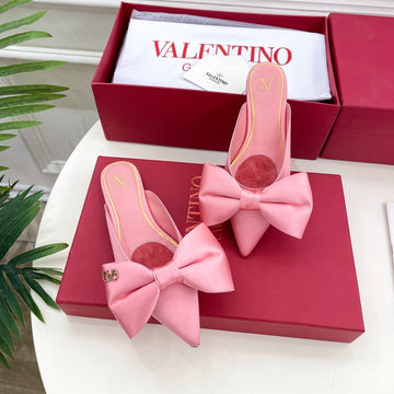 Vlogo Bow Mules Women Silk Pink