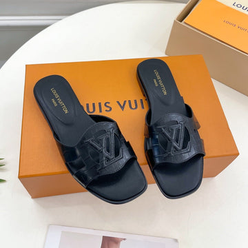 Isola Flat Mule Black Calfskin