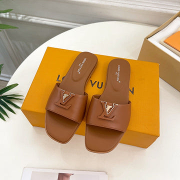 LV Capri Flat Mule Dark Brown Calfskin