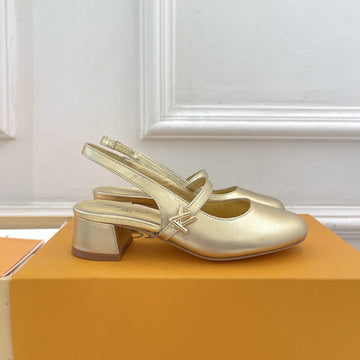 LV Romy Slingback Pump 35MM Metallic Gold Lambskin