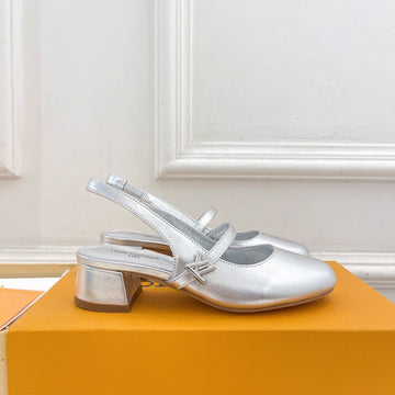 LV Romy Slingback Pump 35MM Metallic Silver Lambskin