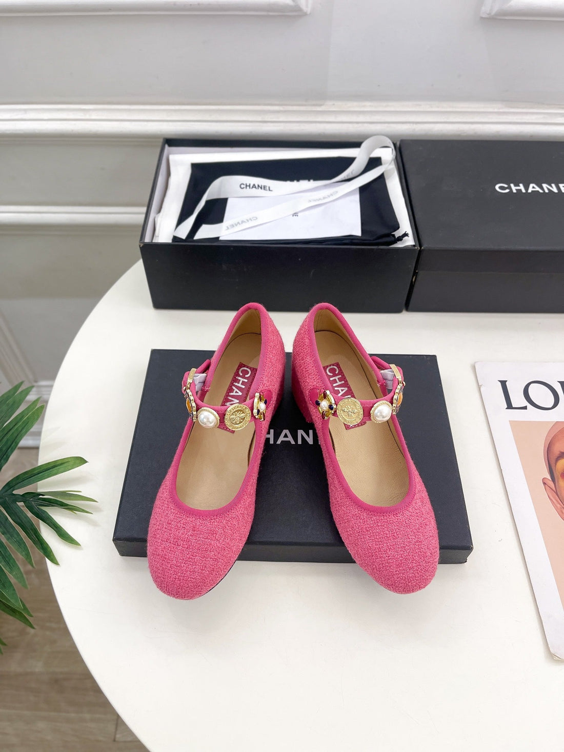 CC High Mary Janes 55MM Dark Pink Wool Tweed And Fabric 948817