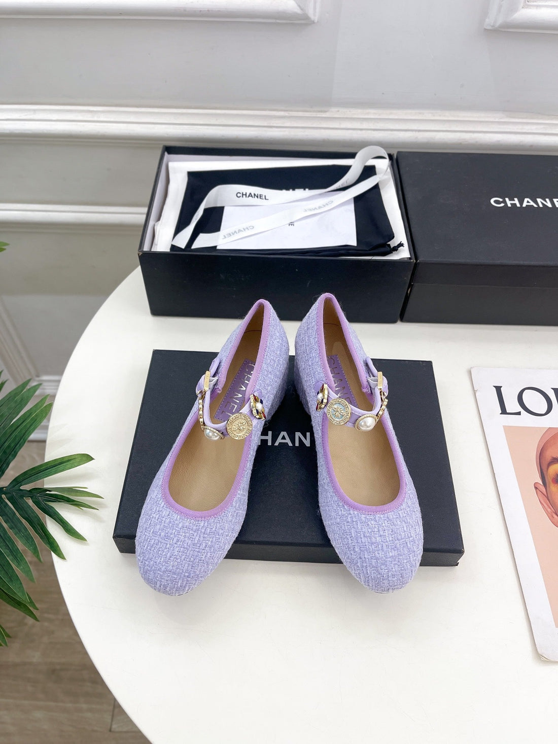 CC High Mary Janes 55MM Light Violet Wool Tweed And Fabric 948819