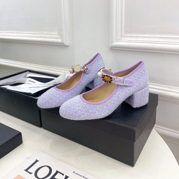 CC High Mary Janes 55MM Light Violet Wool Tweed And Fabric 948819