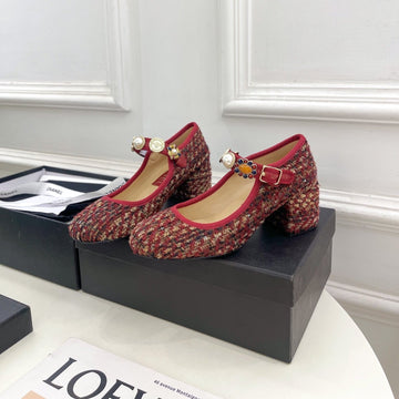 CC High Mary Janes 55MM Colorful Wool Tweed And Fabric 948821