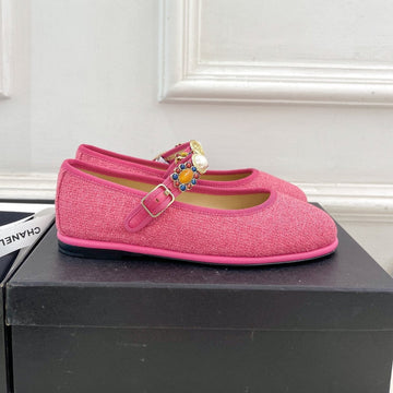 CC Ballet Flats 10MM Dark Pink Wool Tweed And Fabric 948828