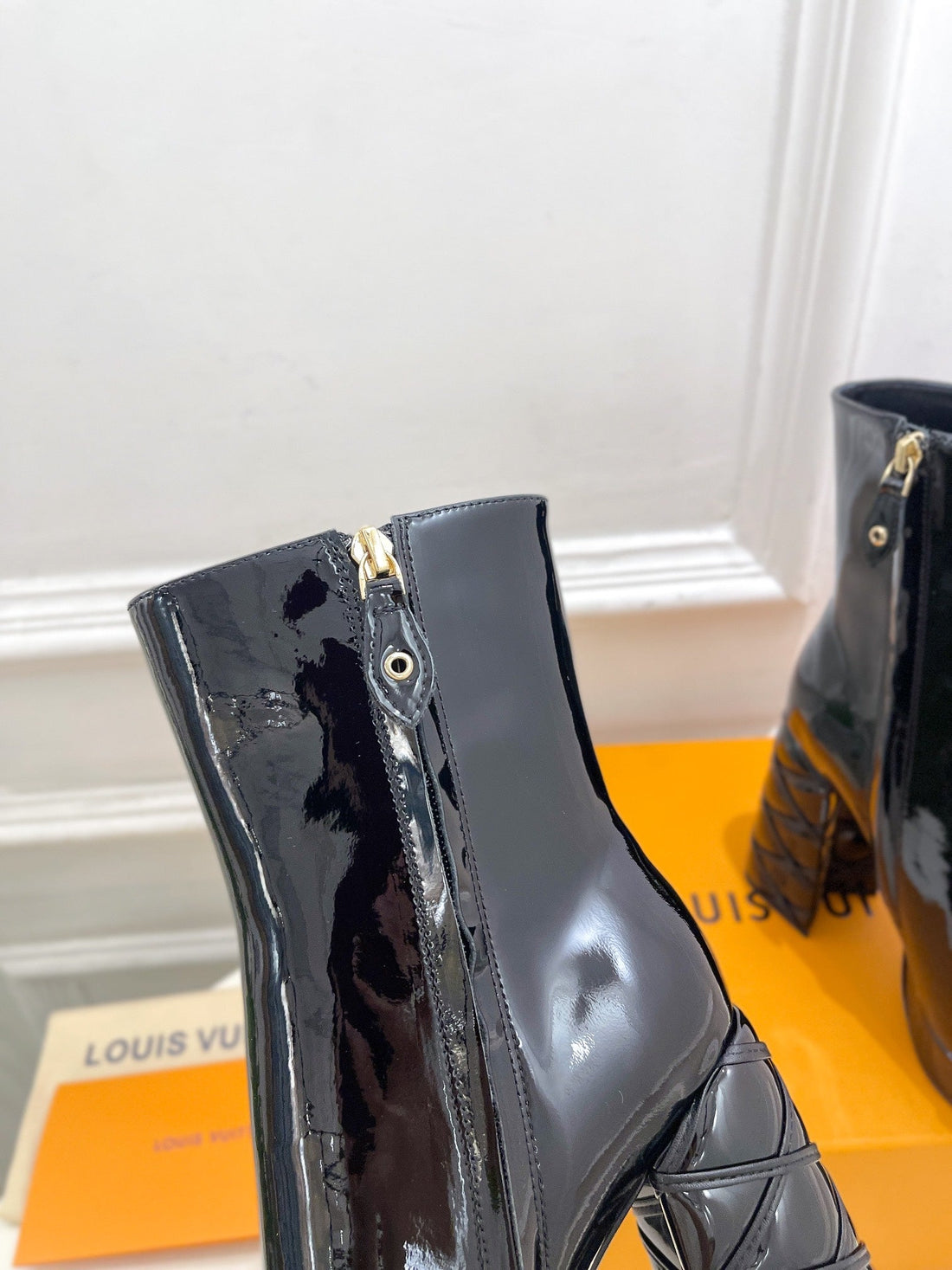 LV Shake Platform Ankle Boot 120MM Glossy Black Calfskin