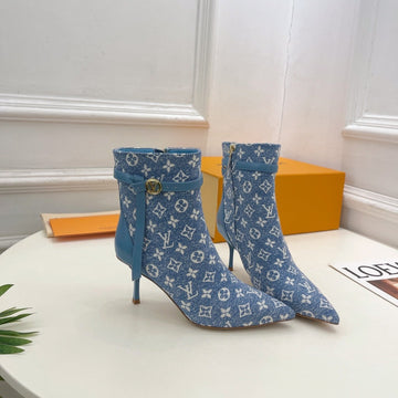 LV Stellar Ankle Boot 70MM Light Blue Monogram Jacquard Fabric