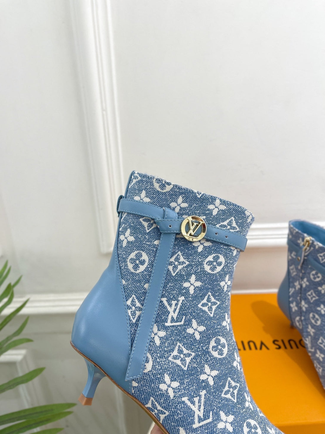 LV Stellar Ankle Boot 40MM Light Blue Monogram Jacquard Fabric