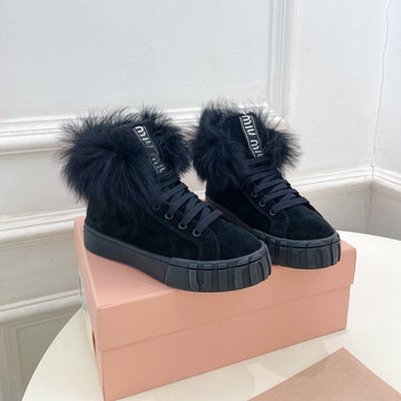 Miu Ankle Boots Black Wool