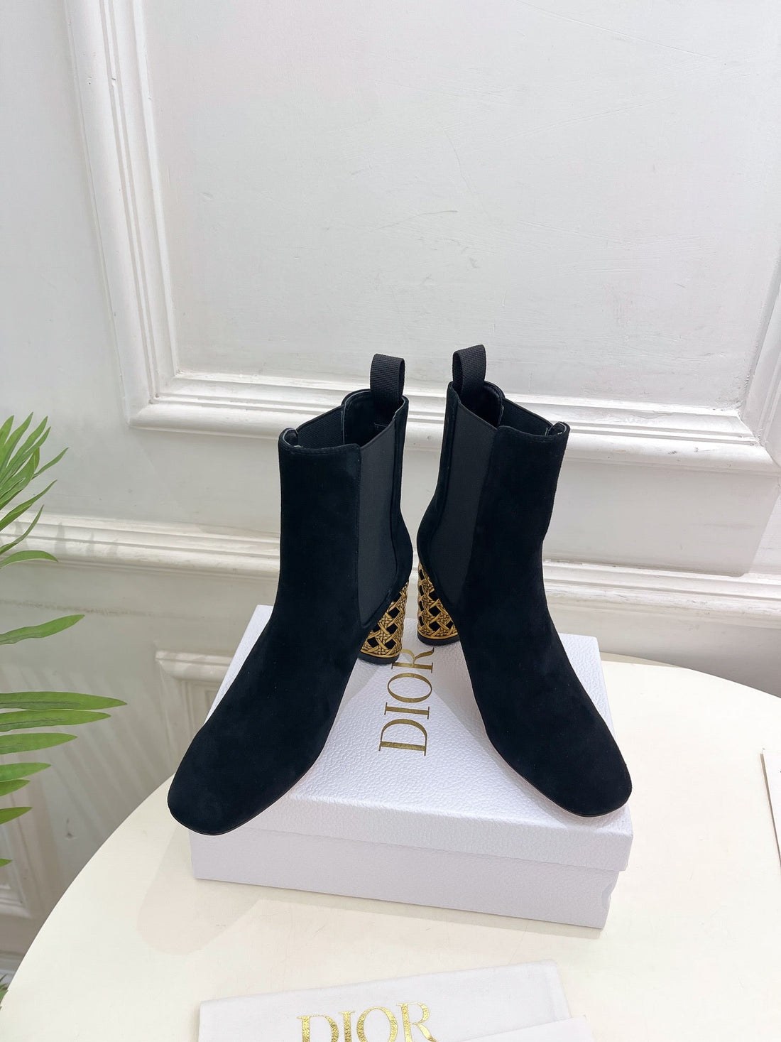 CD Icon Heeled Ankle Boot 80MM Black Suede
