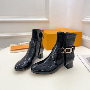 LV Ankle Boots 35MM Glossy Black Cowhide