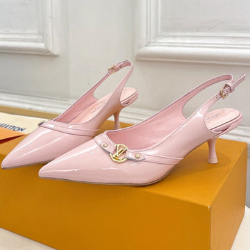 High Slingbacks 5 Cm In Baby Pink Calfskin