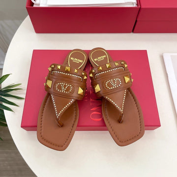 Plaster Caster Buffalo Thong Sandal Tan Calfskin And Cowhide 307477