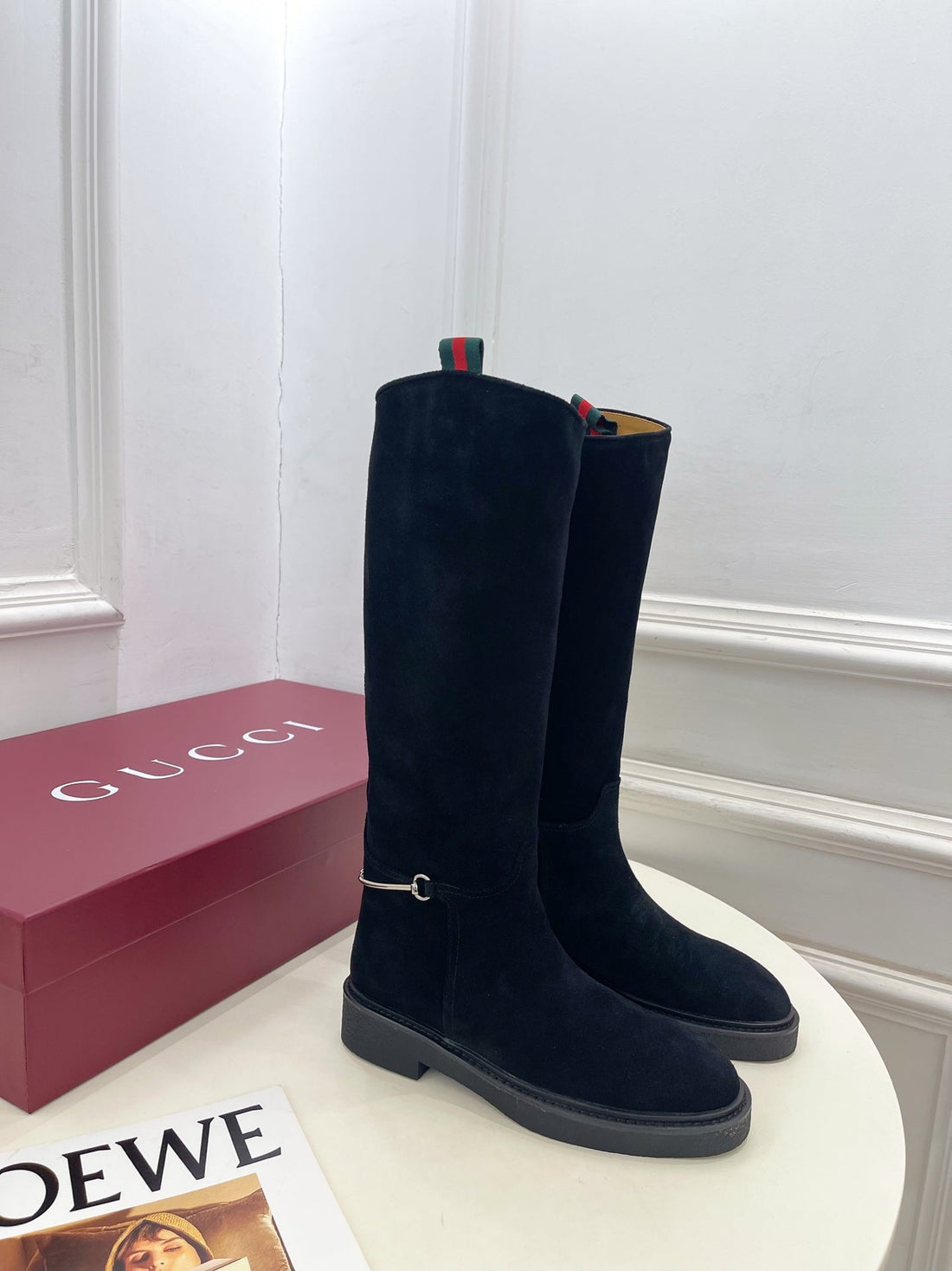 Gucci 25𝐬𝐬 Hight Boots Black Suede 435368
