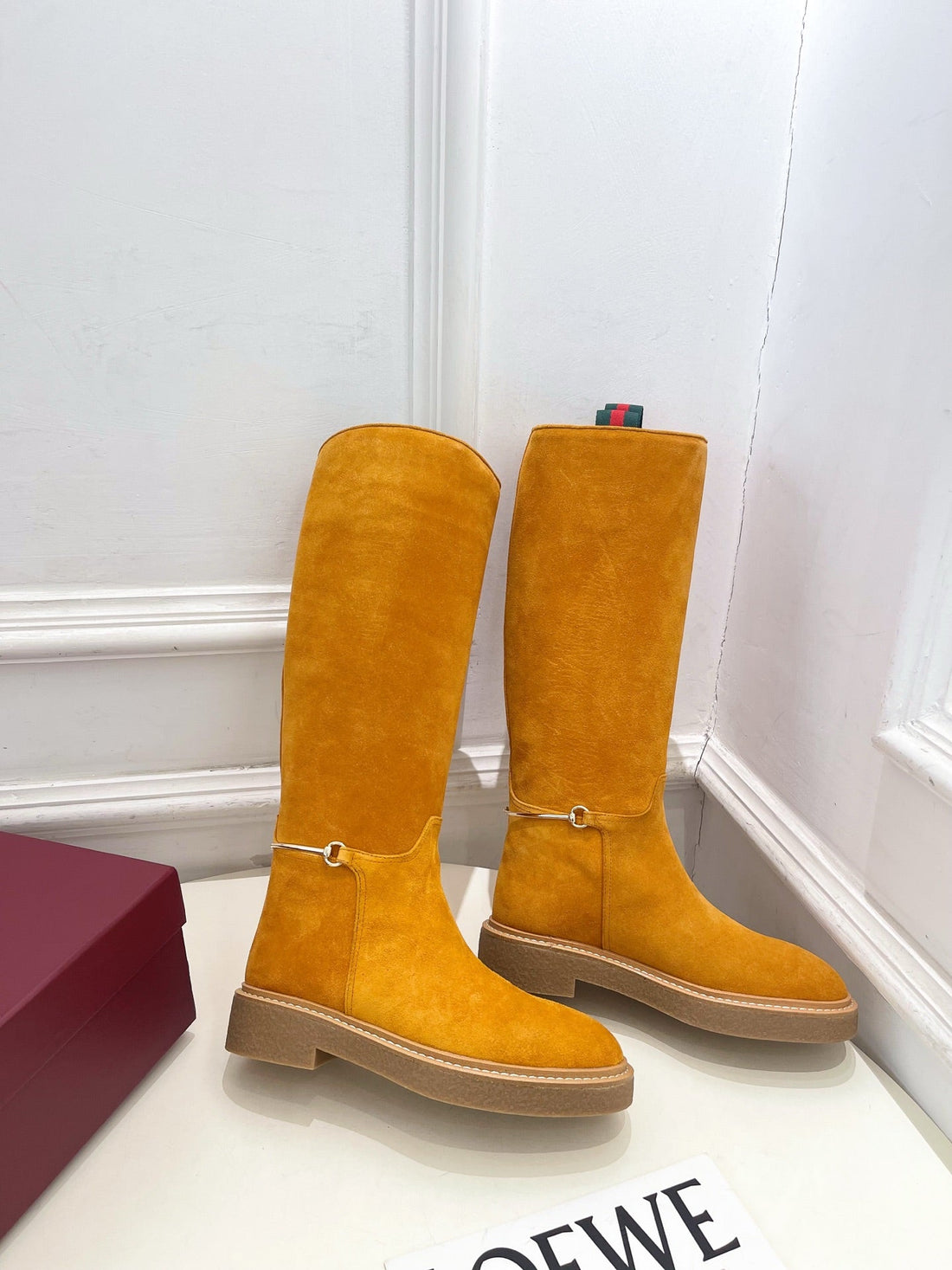 Gucci 25𝐬𝐬 Hight Boots Mustard Yellow Suede 435370