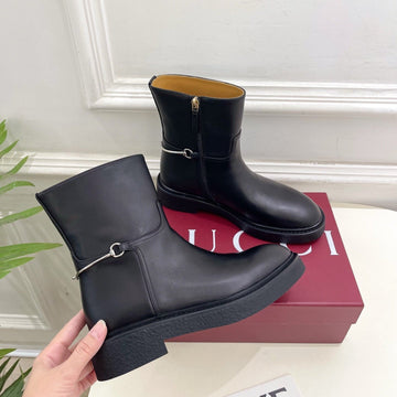 Gucci 25𝐬𝐬 Horsebit Ankle Boots Black Calfskin 435379