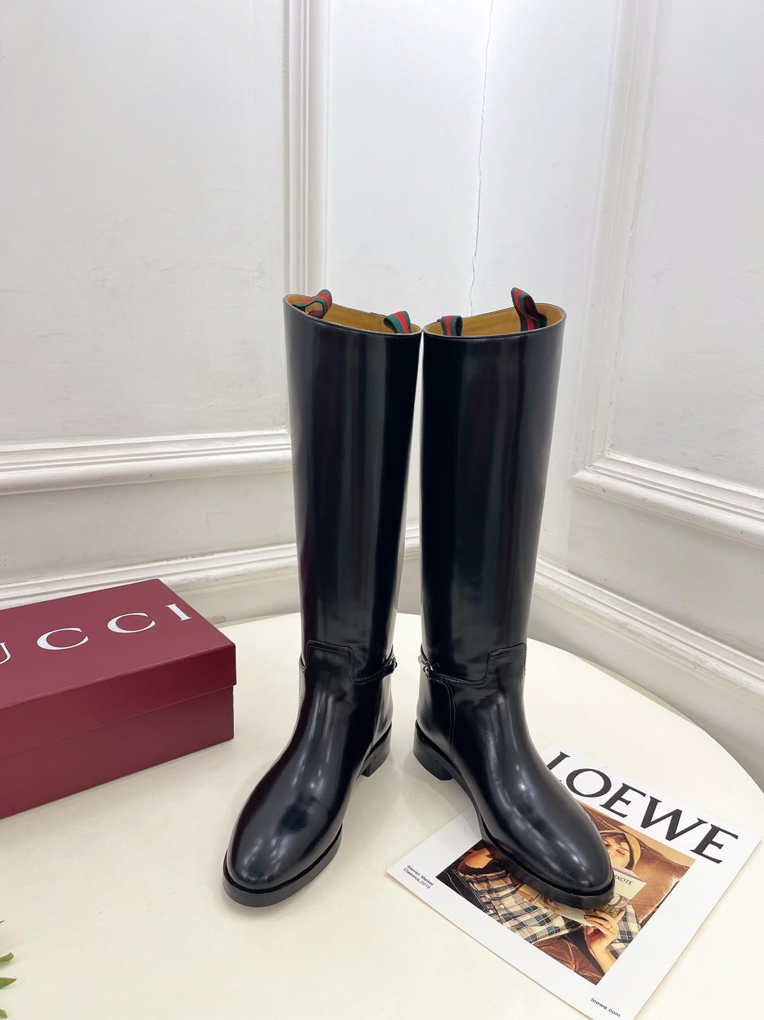 Gucci 25𝐬𝐬 Horsebit Long Boots Black Calfskin 435381
