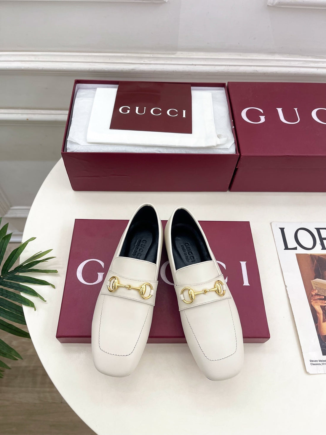 GG 26S Loafer With Horsebit White Leather 640282