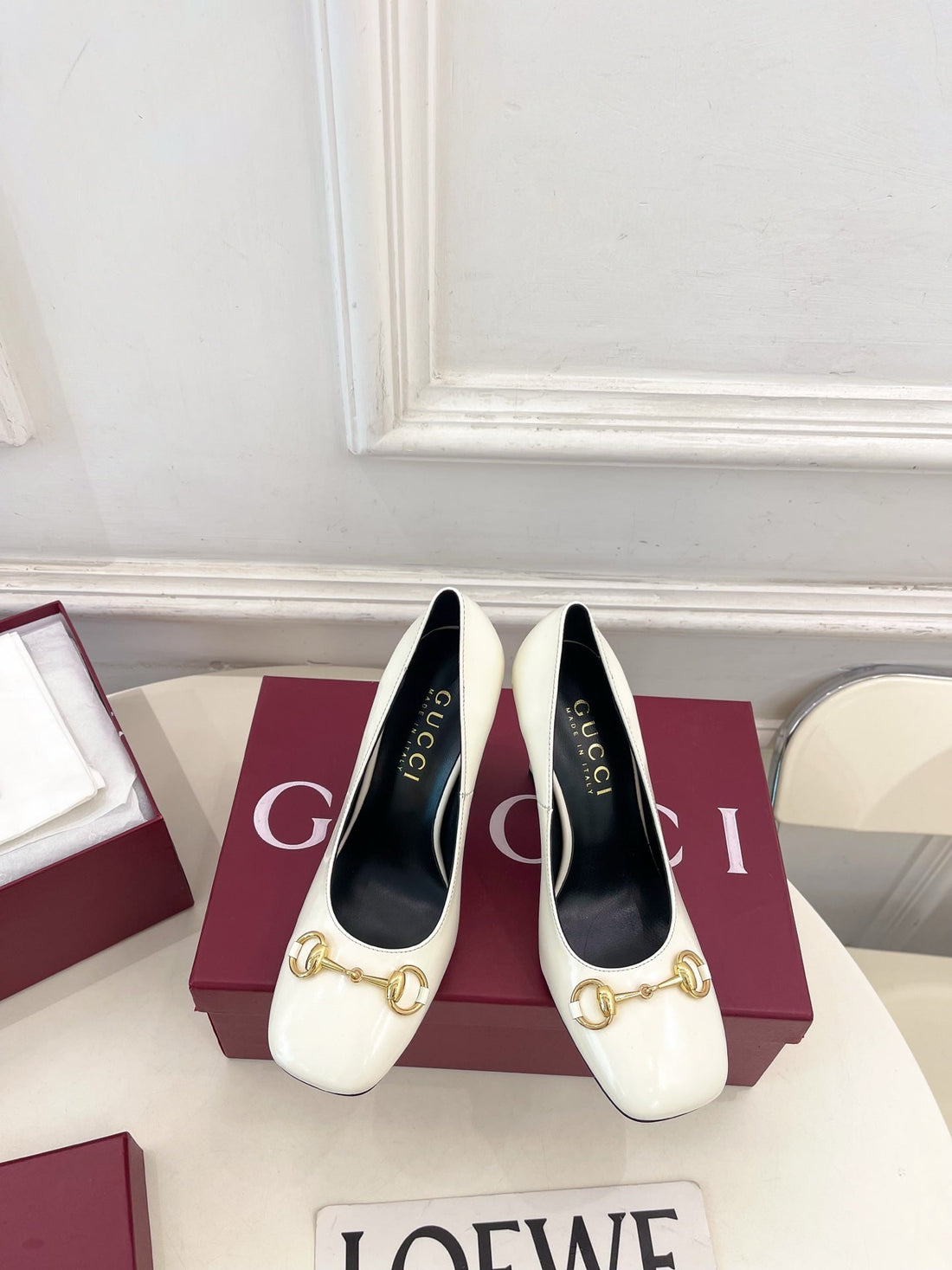 GG 26S Signora Pump 10CM White Leather 640301