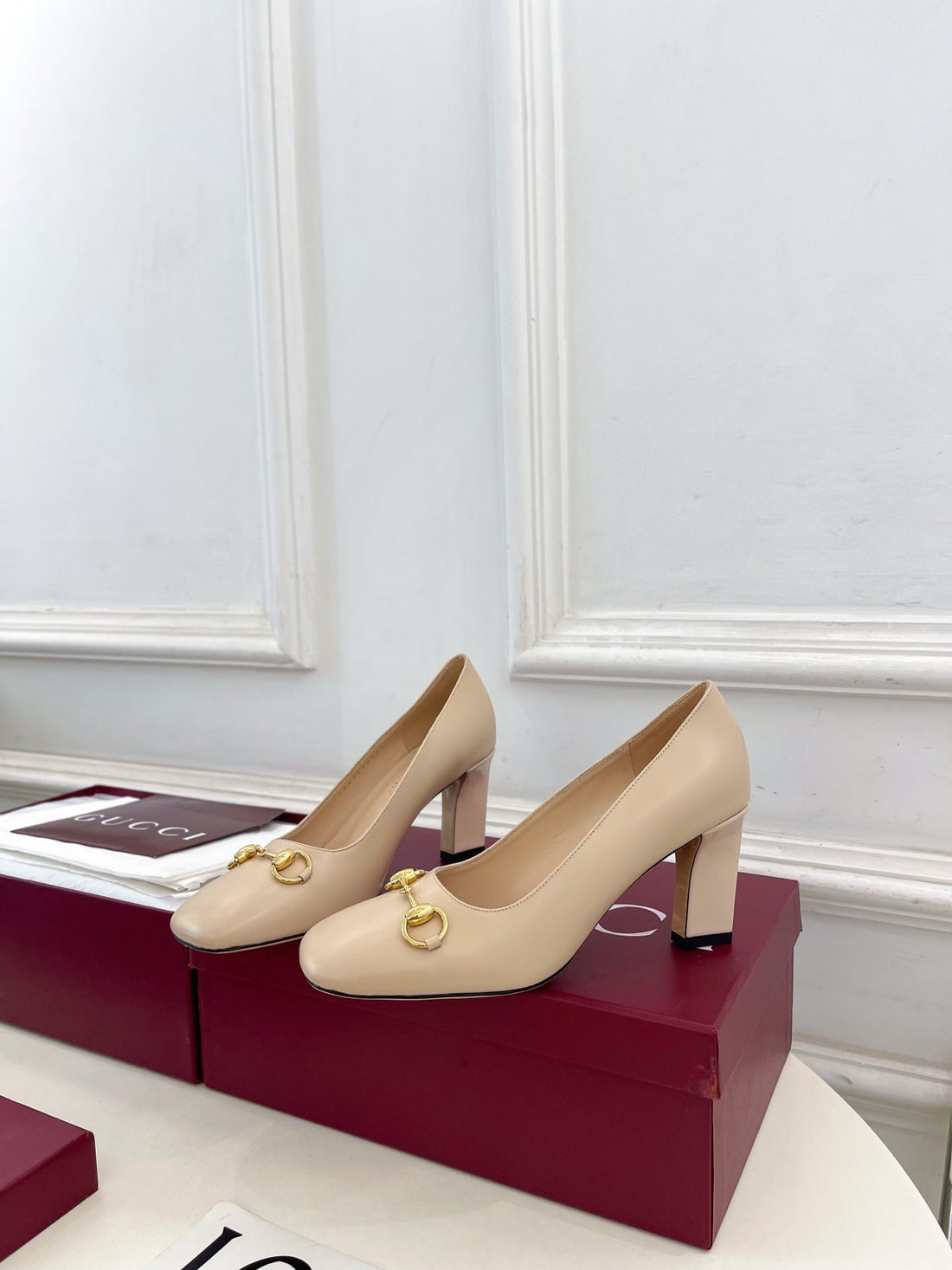 GG 26S Signora Pump 7.5cm Beige Leather 640309