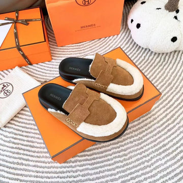 G0 Mule Brown Suede Shearling