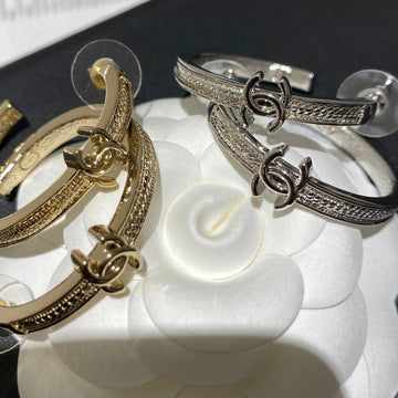 CC Double C Snake Bone Circular Hoop Earrings