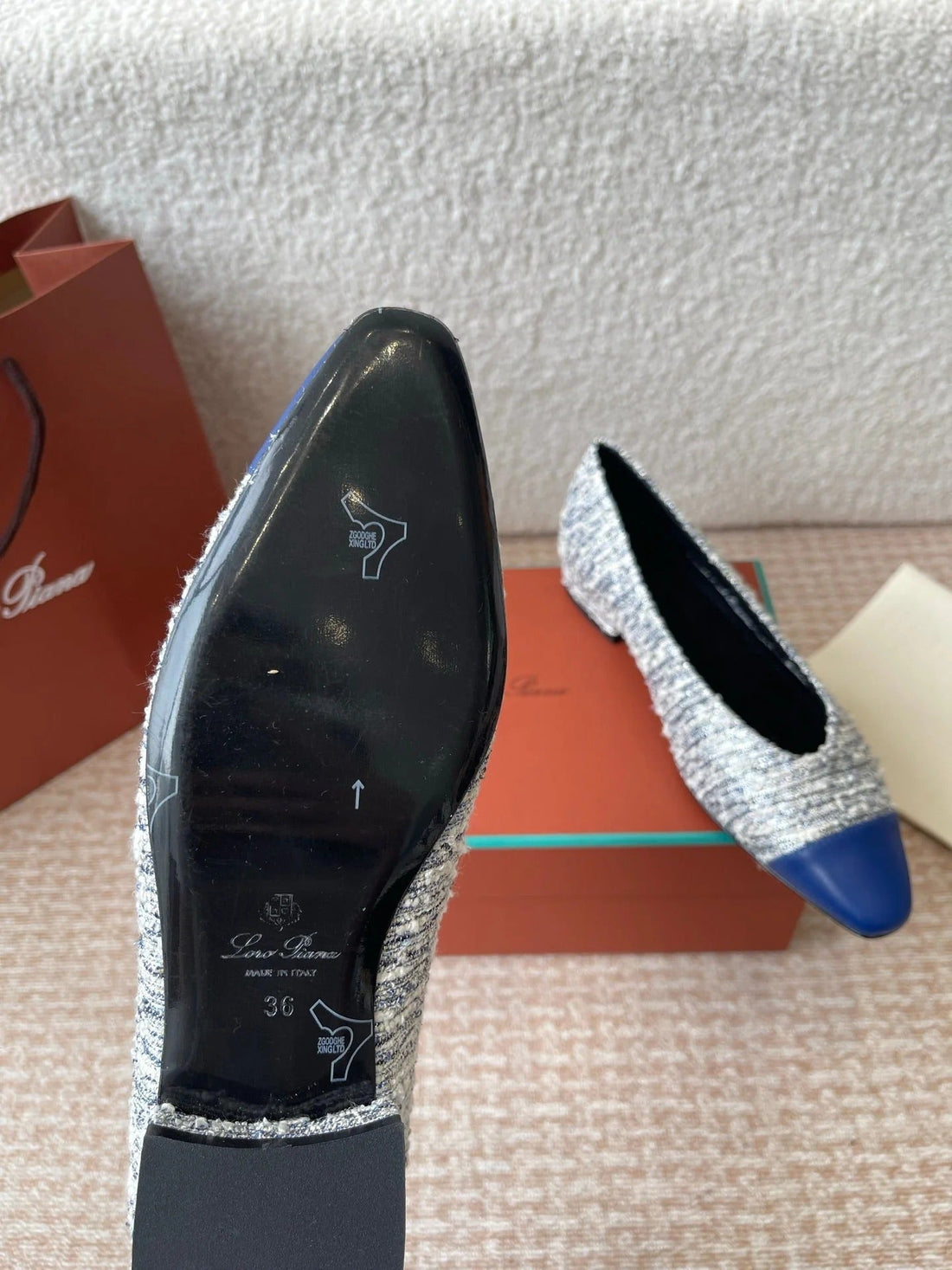 Ballet In Blue Tweed Mix Lambskin