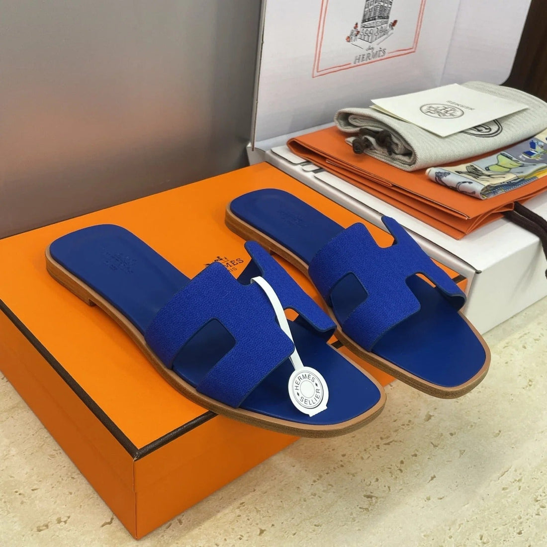 Hm 26SS Oran Sandals Deep Blue Calfskin 607232