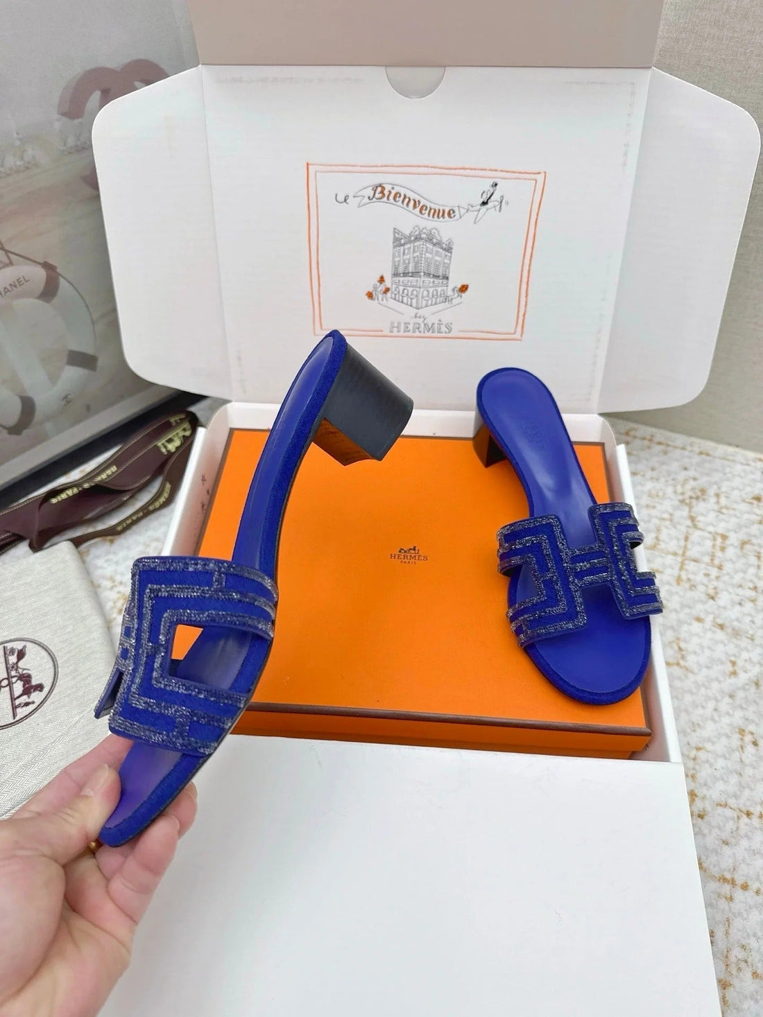 Hm 26SS Oran Sandals 50 Cobalt Blue Cowhide 625228